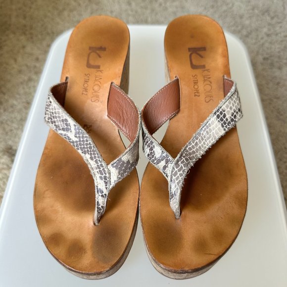 K Jacques St. Tropez Diorite Wedge Sandals Size 38 - Picture 9 of 11